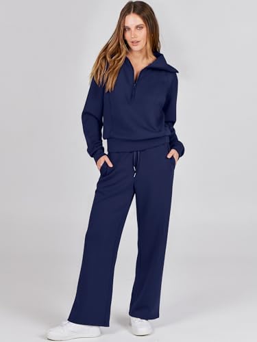 ANRABESS Women's Wide Leg Pants & Lounge Set for Fall Travel and Leisure Sweatsuits