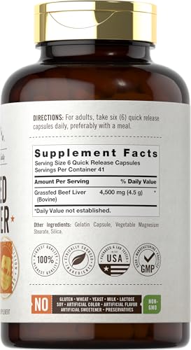 Carlyle Herbage Farmstead Grass Fed Beef Liver Capsules 4500mg for Improved Liver Health and Natural Nutrient Boost
| C