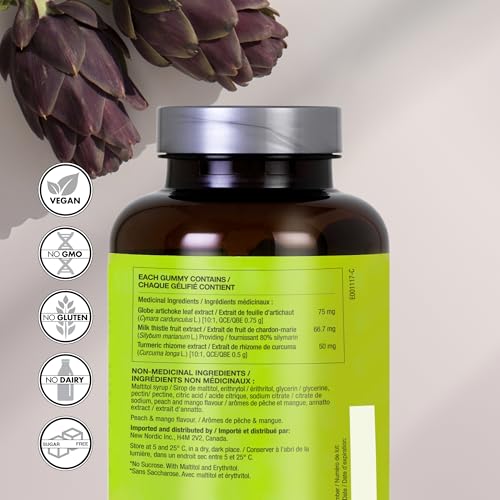 New Nordic Active Liver Gummies for Liver Health, Sugar Free & Vegan, Milk Thistle & Artichoke, Pack of 1 (60 Count)
|