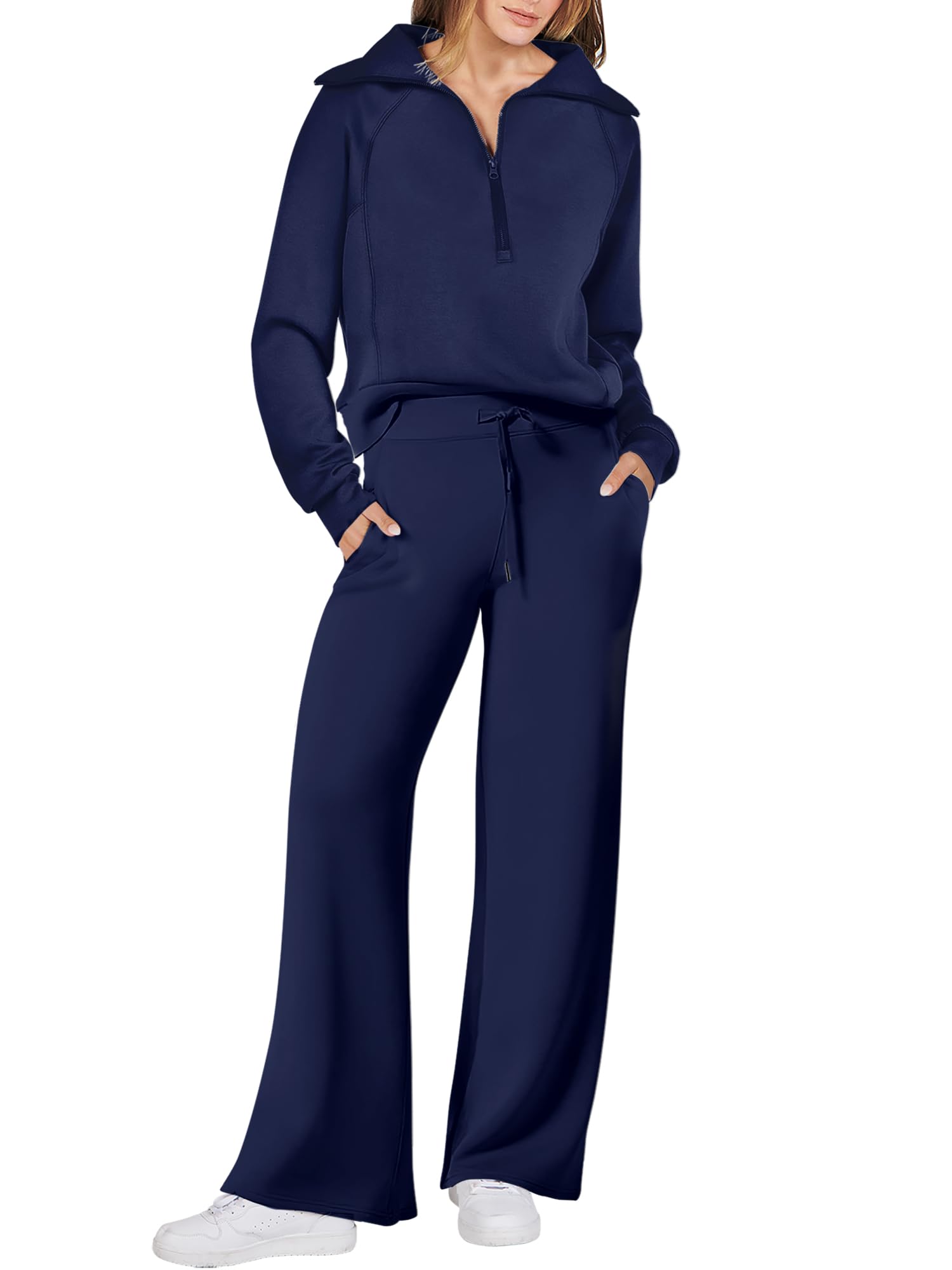 ANRABESS Women's Wide Leg Pants & Lounge Set for Fall Travel and Leisure Sweatsuits