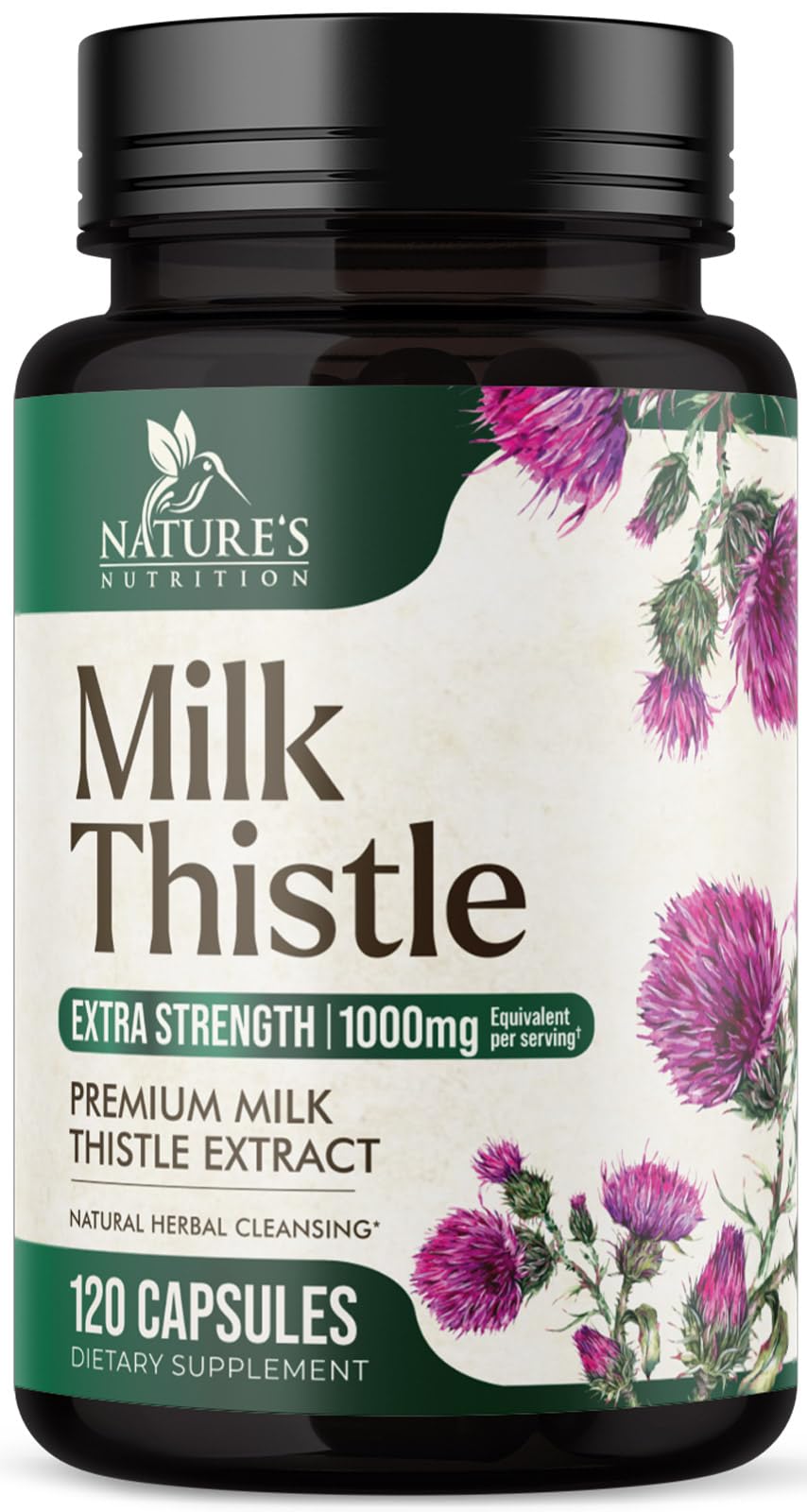 Nature's Milk Thistle Extract - Liver Cleanse & Detox - 120 Capsules
| Milk Thistle Extract with Dandelion - Liver Heal