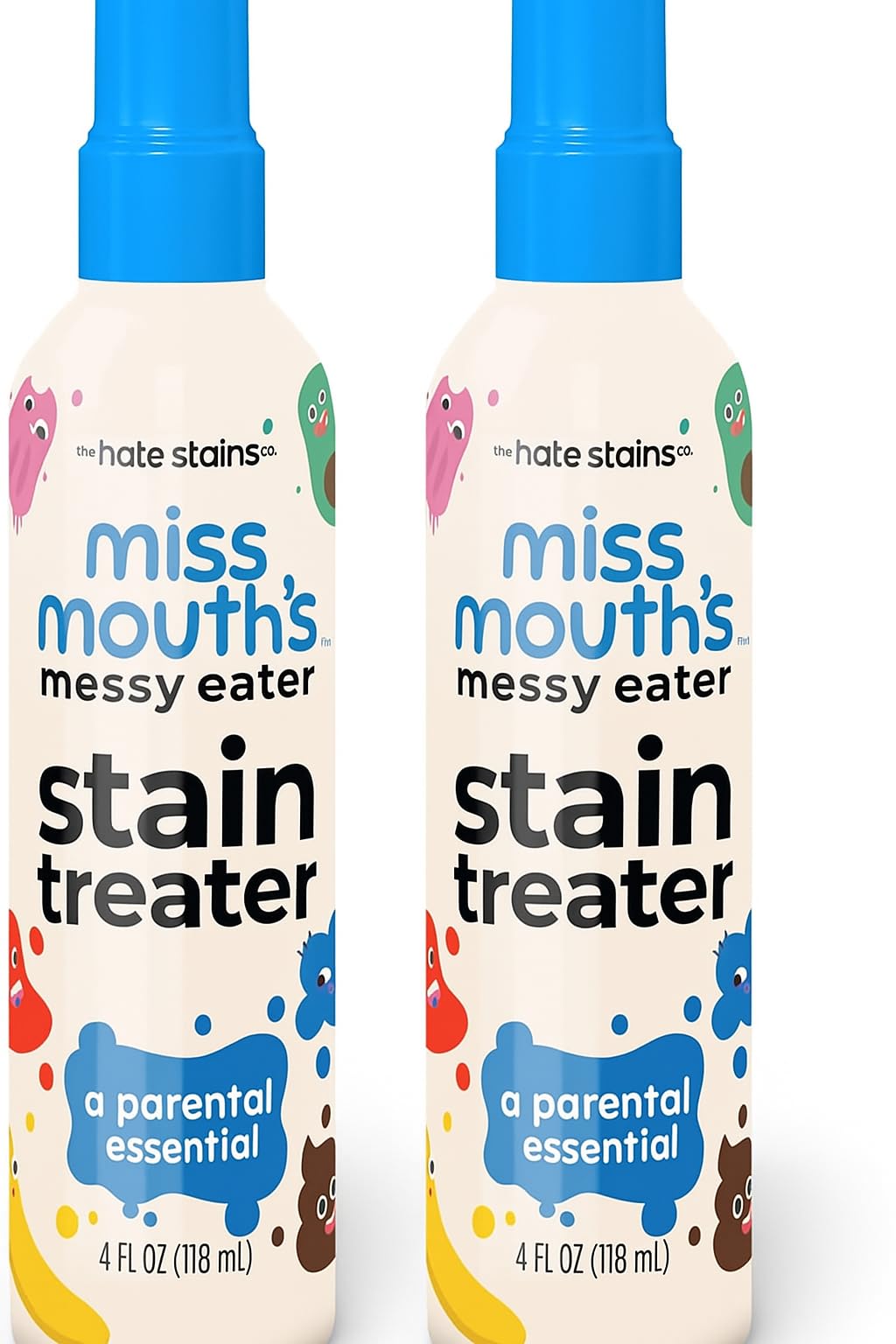 Miss Mouth's Messy Eater Stain Treater Spray - Best No Dry Cleaning Stain Remover for Newborn & Baby Laundry - 4oz x 2 P