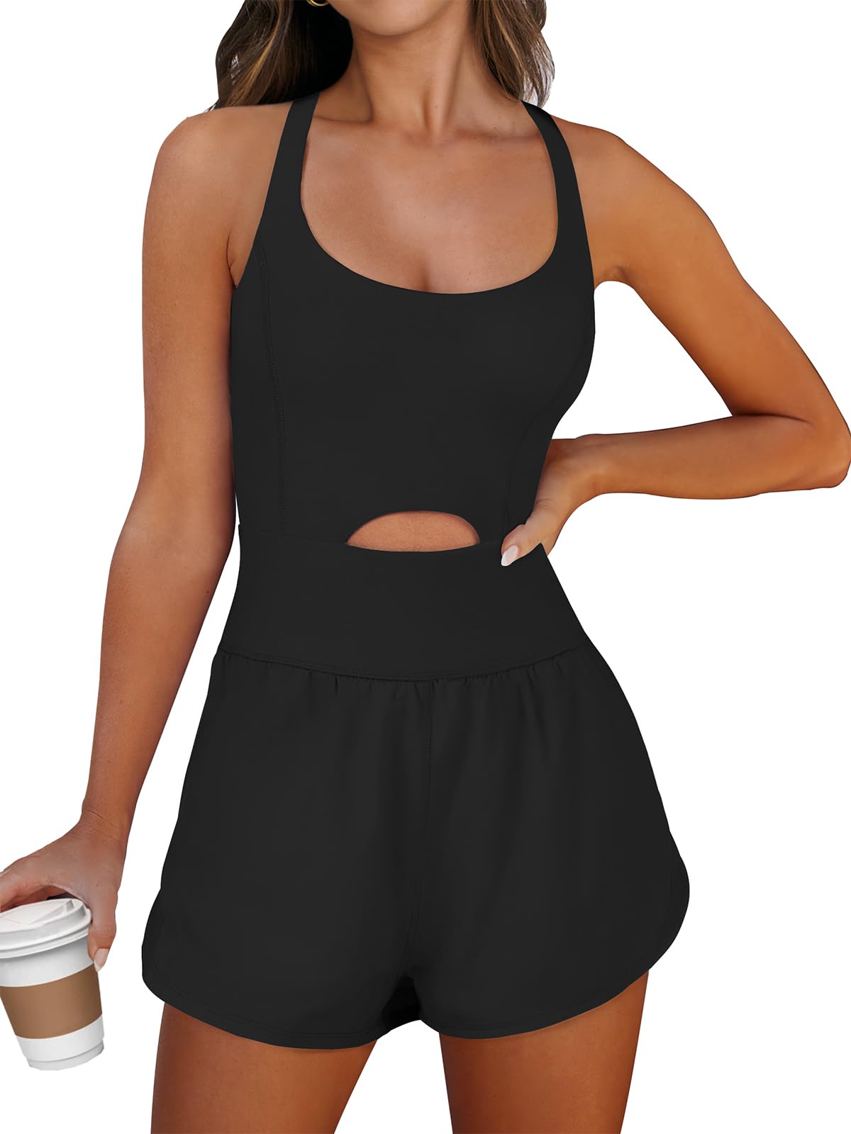 Caracilia Women's Summer Workout Romper Trendy Athletic Outfits