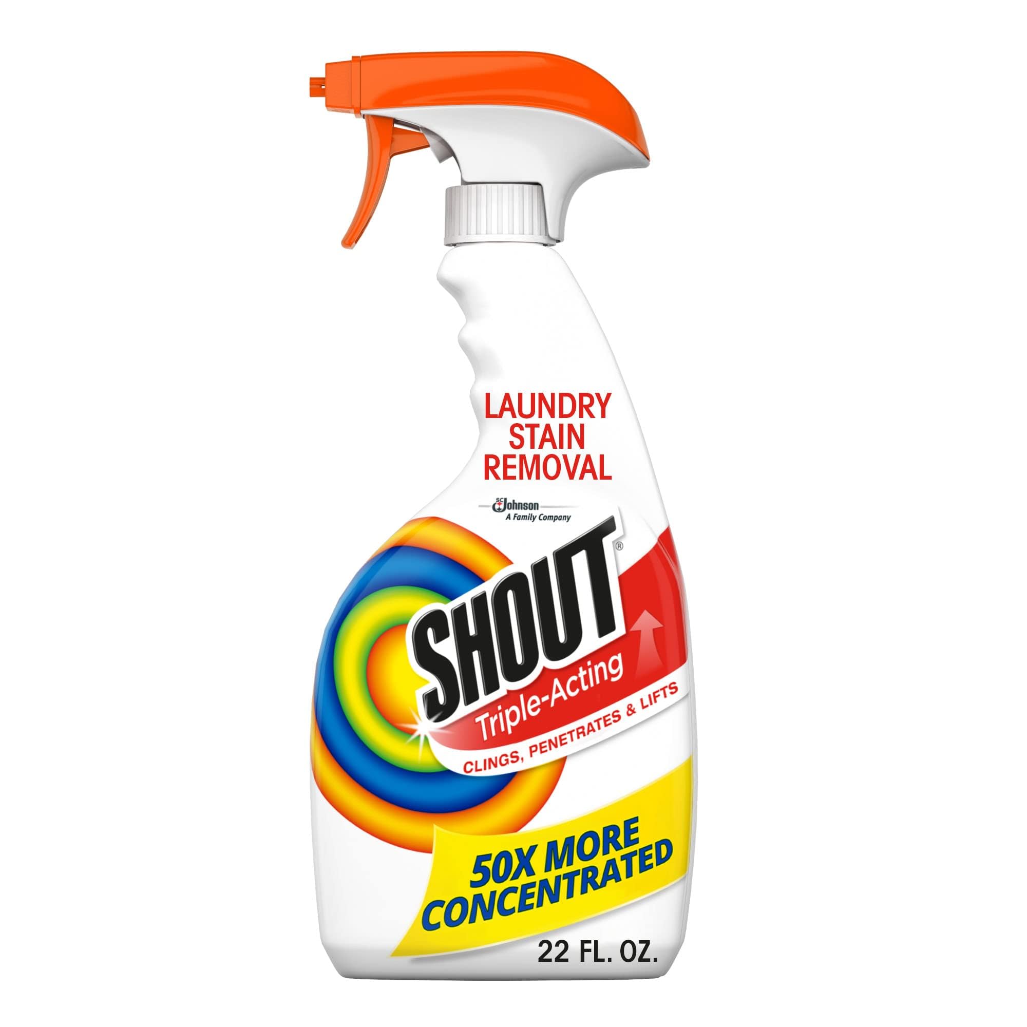Shout Active Enzyme Laundry Stain Remover Spray - Triple-Acting Formula for Clinging, Penetrating, and Lifting 100+ Stai