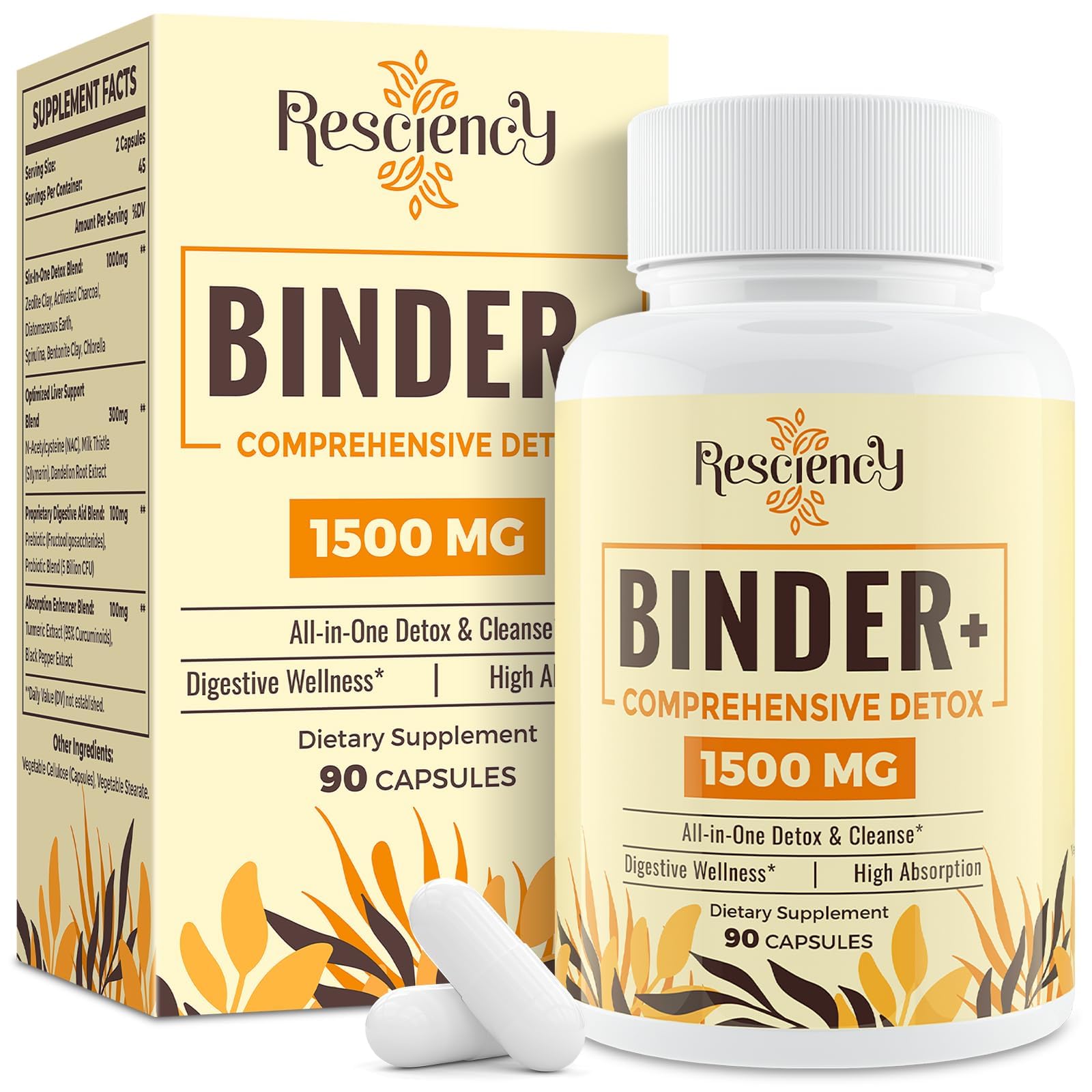 1500 MG Detox Binder Supplement for Liver & Gut Cleanse - Vegan Capsules, Max Absorption, Toxin Flush
| 1500 MG Detox B