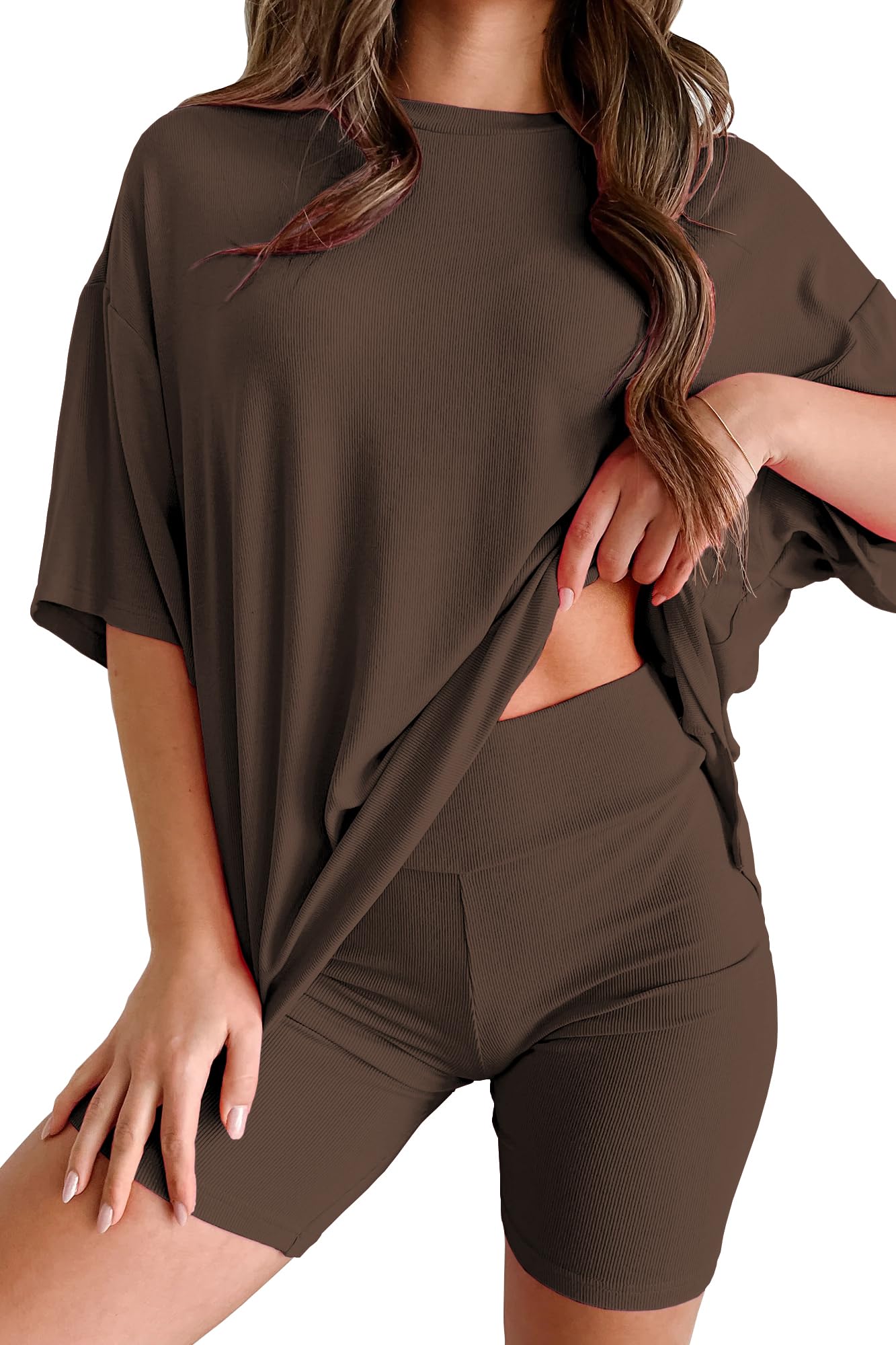  Huniam Womens 2025 Summer Travel Casual Tshirts & Biker Shorts
| Huniam Women's 2 Piece Oversized Tshirts & Shorts Loun