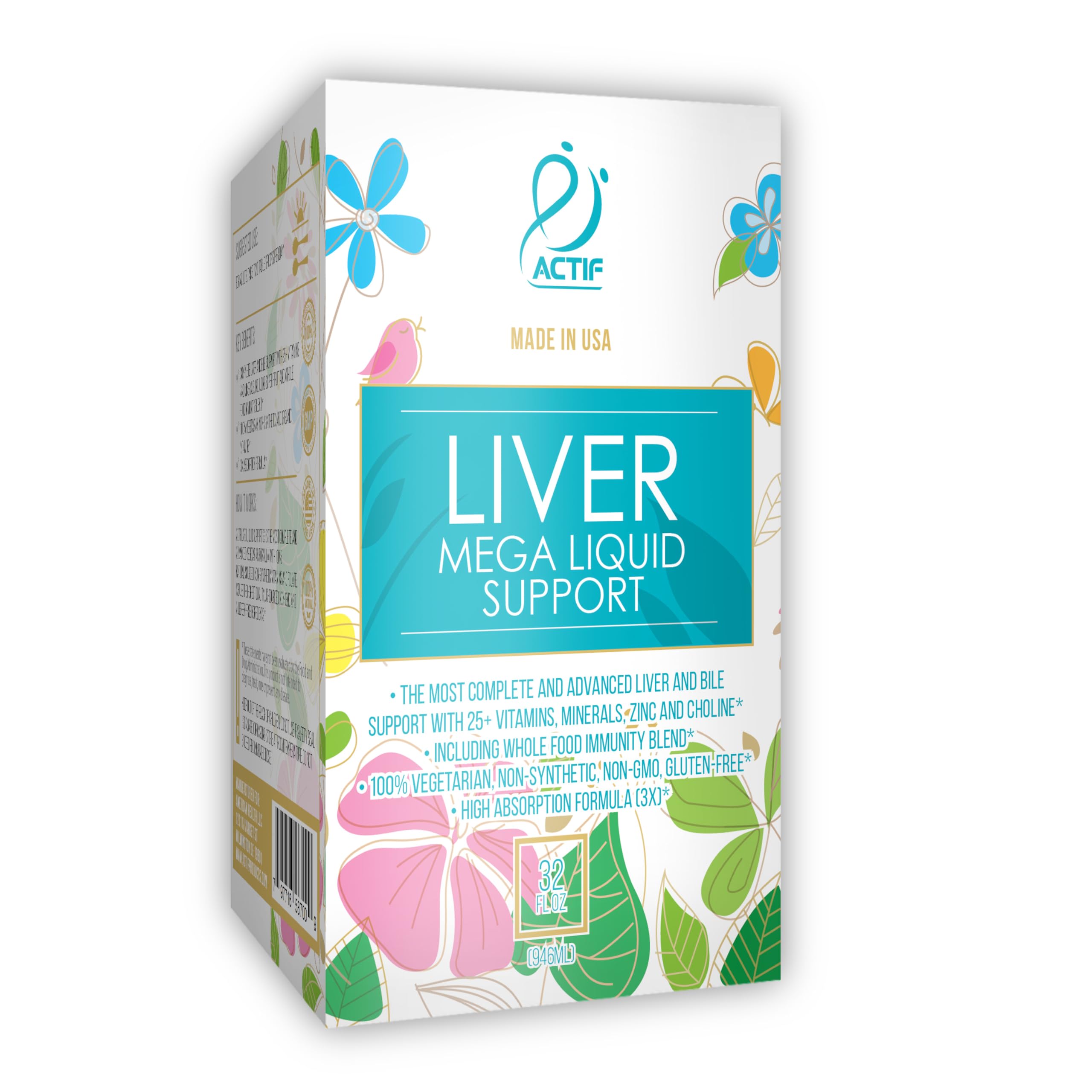 Non-GMO Actif Liver Mega Liquid Support for Complete Liver and Bile Health - 32oz for Maximum Strength Supplement
| Act