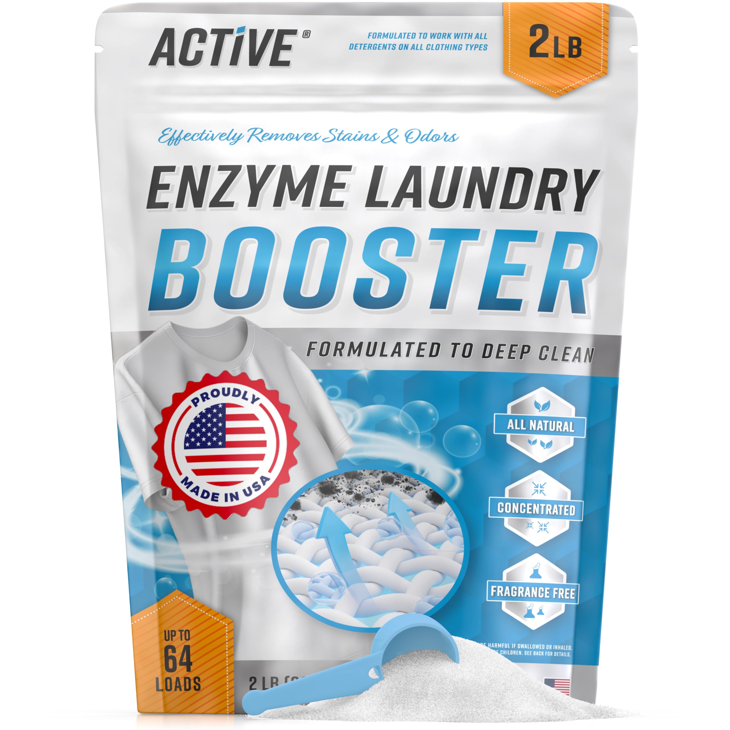 Enzyme Laundry Booster Odor Remover - 2 lbs Unscented Enzymatic Stain Cleaner Powder
Enzyme Laundry Booster for Sweat, O