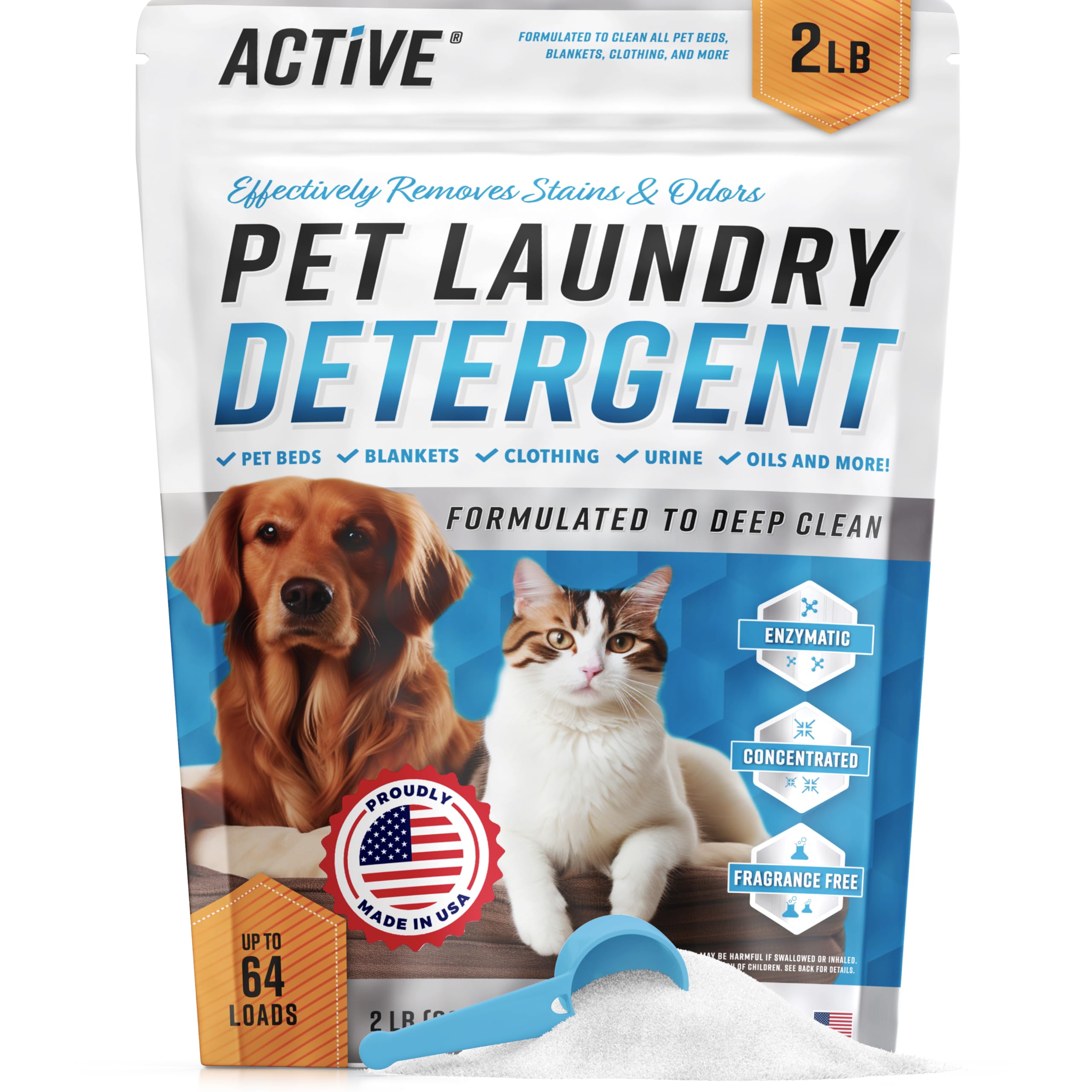  Active Enzyme Based Pet Odor Remover Detergent - HE Washer Friendly for Dog and Cat Stains - 64 Loads
| Natural Enzymat