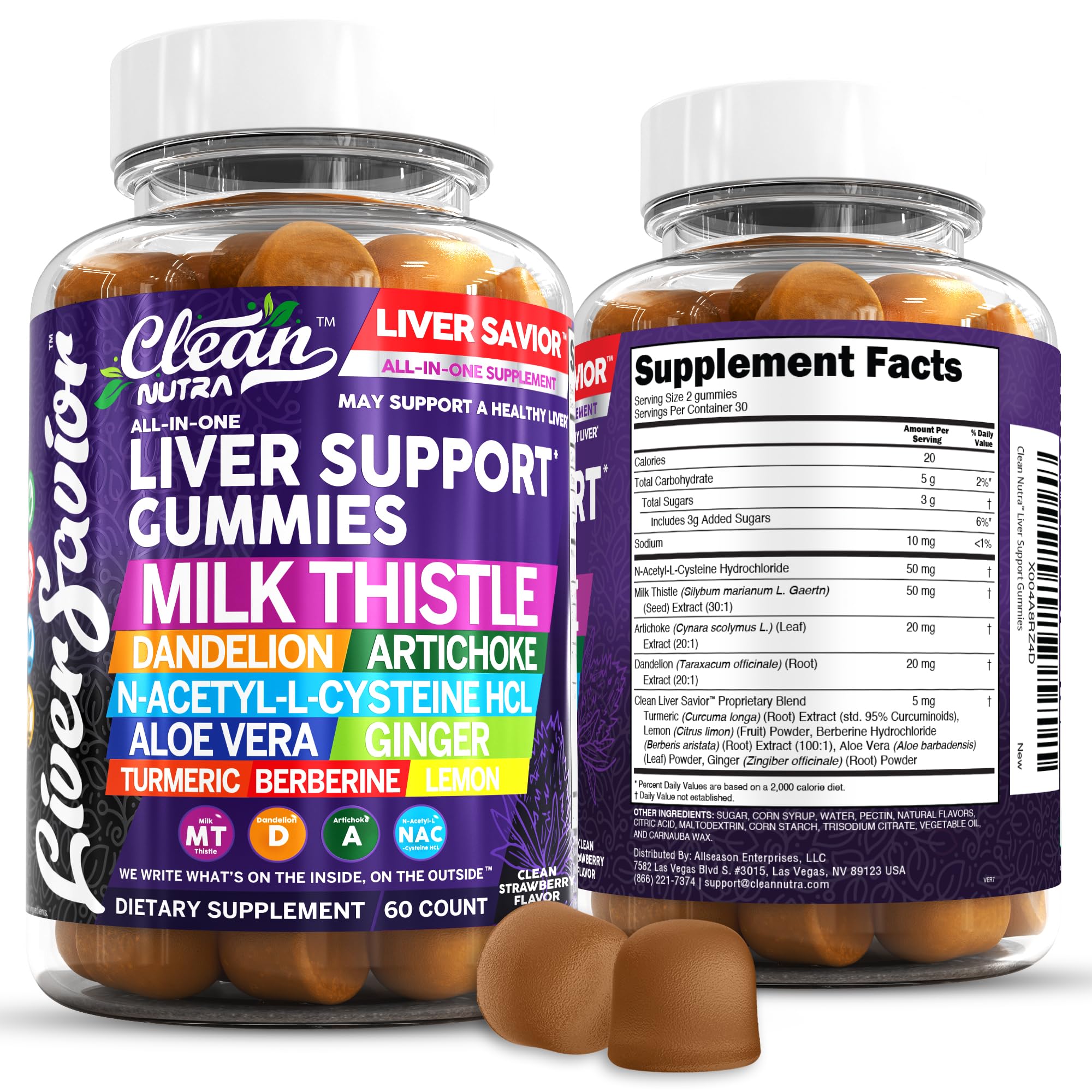 Clean Nutra Liver Cleanse Detox & Repair Gummies - Milk Thistle Gummy Liver Support Vitamins for Liver Health
| Clean N